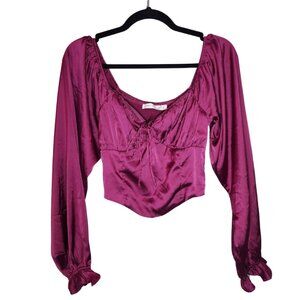 Altar'd State Womens Burgundy Off The Shoulder Crop Top, XS